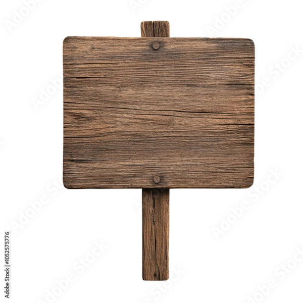 Obraz Wooden sign on a stick, isolated on a white background. transparent background.