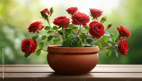 Fototapeta View of Plant with flowers on plain background