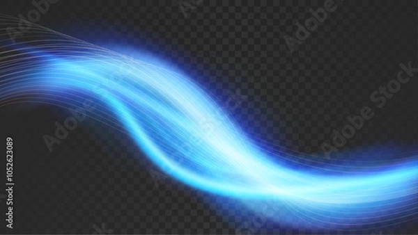 Fototapeta Bright abstract soft neon blue futuristic glowing line background template. Vector illustration