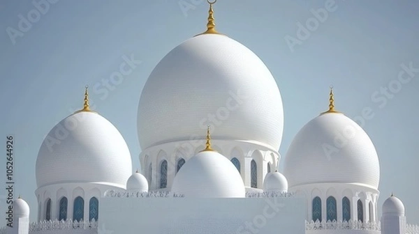 Fototapeta Adorned with magnificent glass texture domes, the Sheikh Zayed Grand Mosque in Abu Dhabi is a sight to behold!