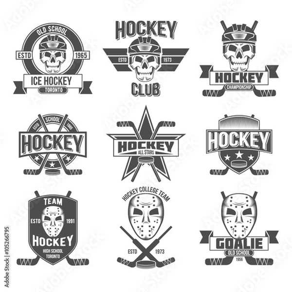 Obraz hockey logo set