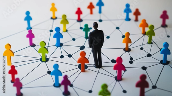 Fototapeta abstract professional business team people innovation connection of line from nail node to node on map background , networking concept