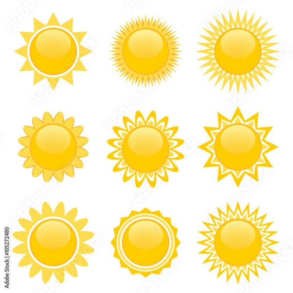 Fototapeta Set of sun icons for game design