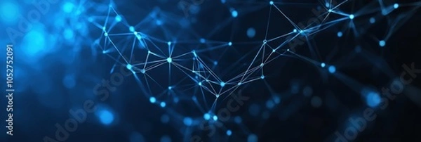 Fototapeta technology website banner blue colors, Generative Ai 