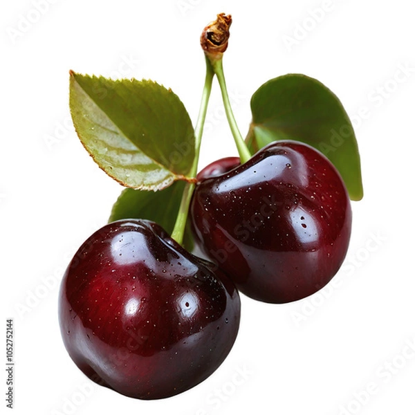 Fototapeta High-Quality Image of a Cherry on a Transparent Background for Creative Projects and Promotions