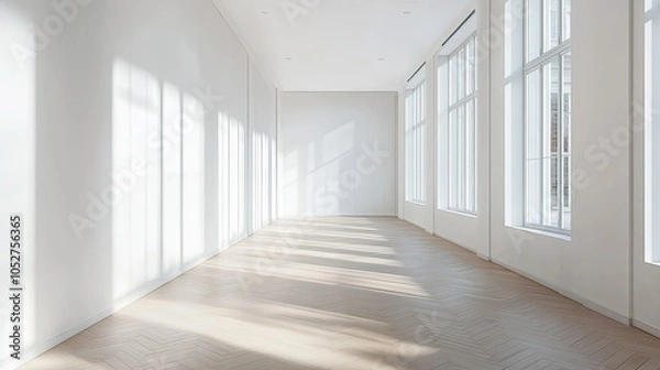 Fototapeta Bright and Minimalist Empty Room with Natural Light