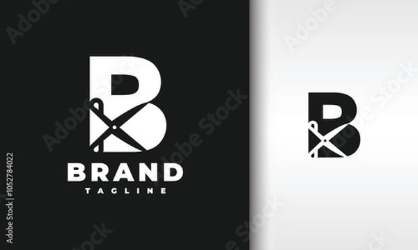 Fototapeta letter B scissors logo
