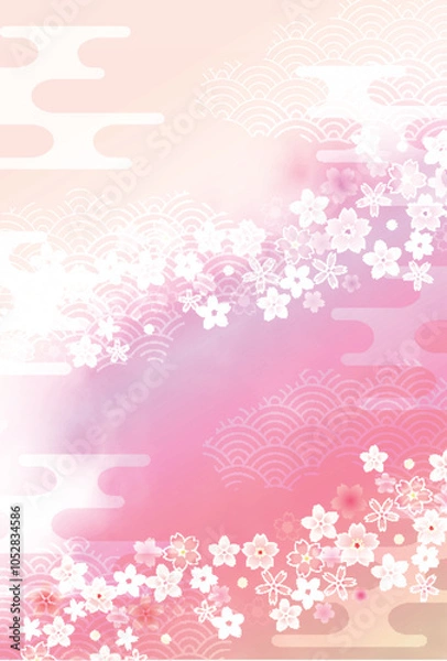 Obraz 和柄　桜　年賀状　背景	