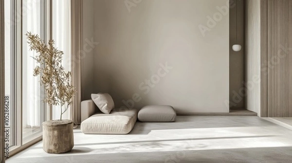 Fototapeta Minimalist interior decoration with clean lines and subtle tones