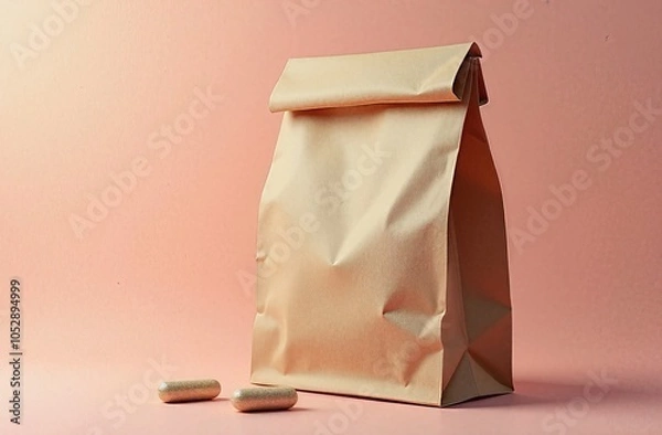 Obraz  Paper Bag on Pink Background