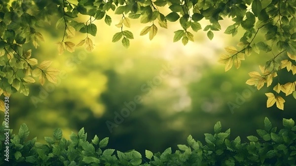 Obraz Green Leaves Frame Nature Background