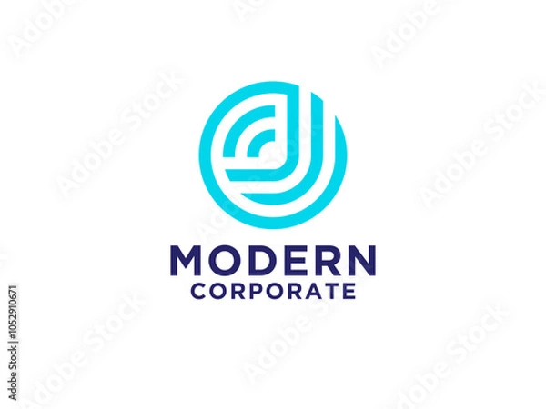 Obraz Abstract Initial Letter J Logo. Black Circular Style isolated on White Background. Usable for Business and Branding Logos.