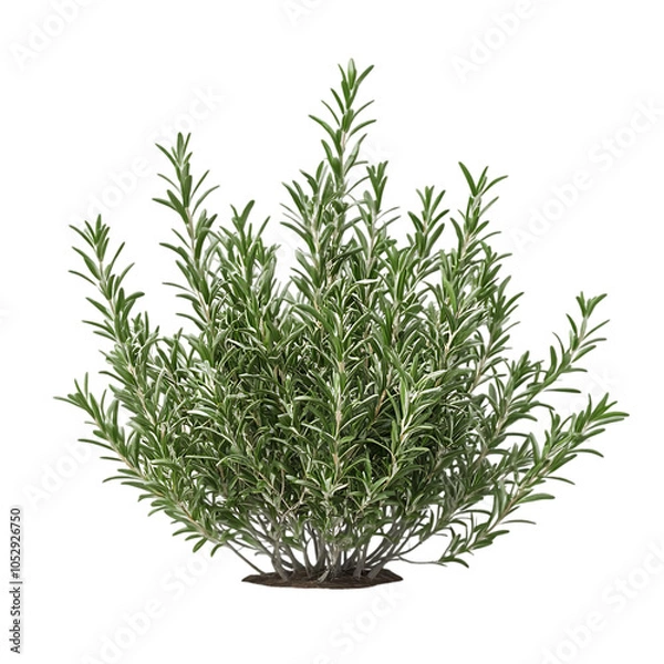 Fototapeta A close-up of a rosemary plant with green leaves and a brown pot. The rosemary is a popular herb used in cooking and has a strong, pine-like aroma.