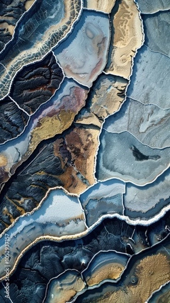Obraz Salt Lake Mosaic - Aerial View of Intricate Patterns and Textures in Nature's Artistry