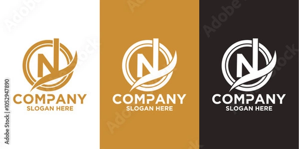 Fototapeta Initials n logo design. Initial Letter Logo.