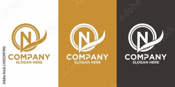 Fototapeta Initials N logo design. Initial Letter Logo.