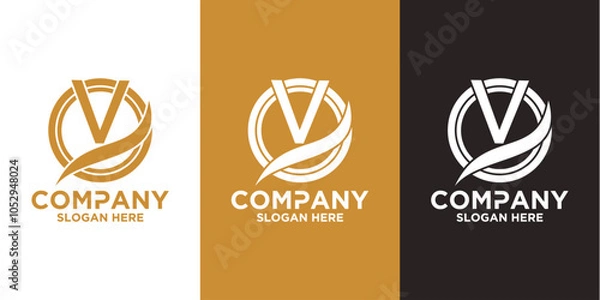 Fototapeta Initials v logo design. Initial Letter Logo.