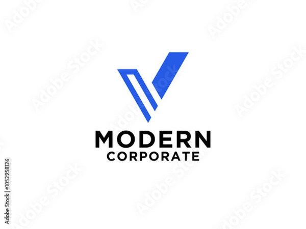 Fototapeta Abstract Initial Letter V Logo. with Negative Space Style inside.