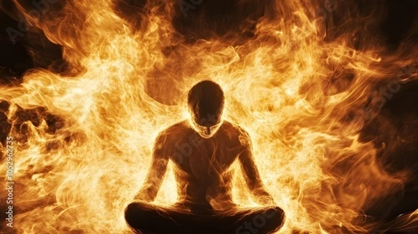 Fototapeta man in flame. 