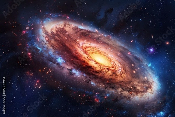 Fototapeta Colorful Spiral Galaxy in Deep Space with Stars and Nebulae