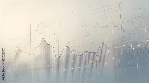 Obraz Abstract Financial Charts with Golden Lights. Illustration background for presentation and wallpaper