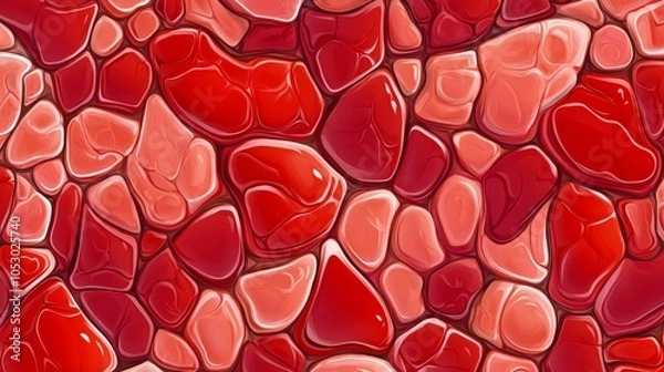 Fototapeta Seamless Red Organic Texture   Cartoon Style Background