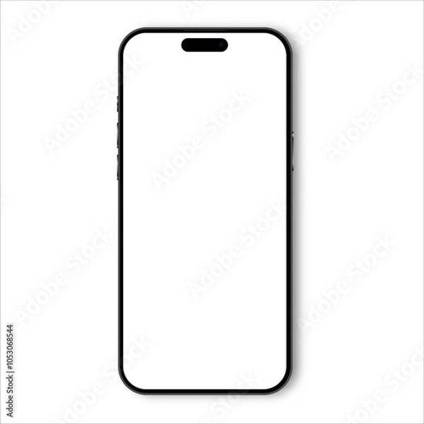 Fototapeta Modern smartphone vector illustration, mobile phone mockup template, blank screen technology icon, smart device for design on white blank screen