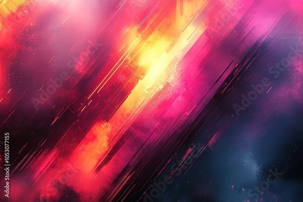 Fototapeta Abstract digital art with vibrant colors and glowing lines.