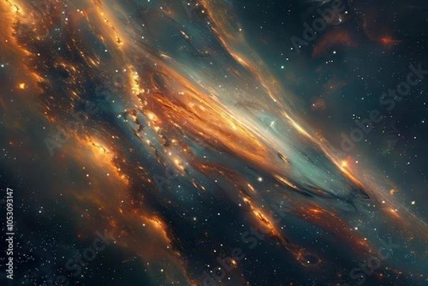 Fototapeta Glowing Nebula and Glimmering Stars in the Cosmos