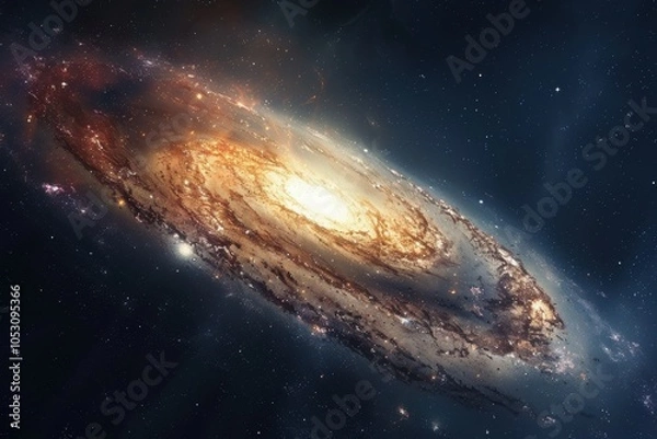 Fototapeta Spiral galaxy in deep space with stars and cosmic dust