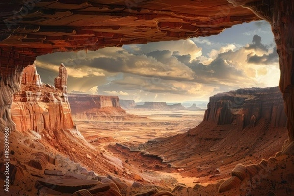 Fototapeta A Canyon View from a Cave