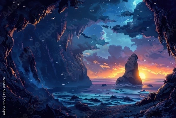 Fototapeta Sunset View From A Cave