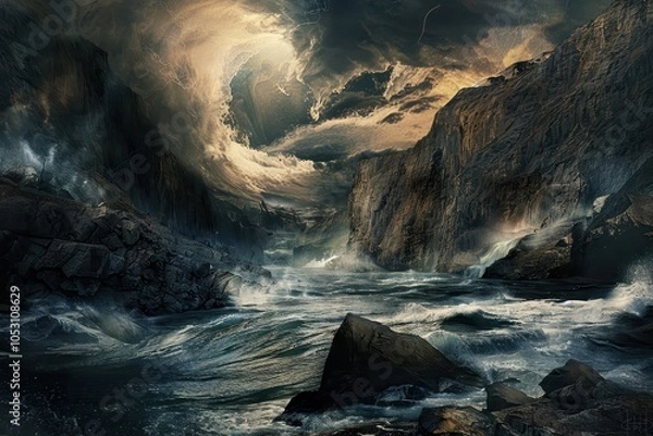 Fototapeta Stormy Seascape with Dramatic Sky