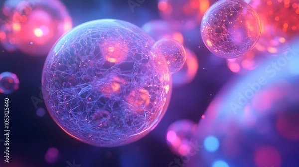 Fototapeta Mesmerizing Luminous Fractal Orbs in Ethereal Cosmic Nebula