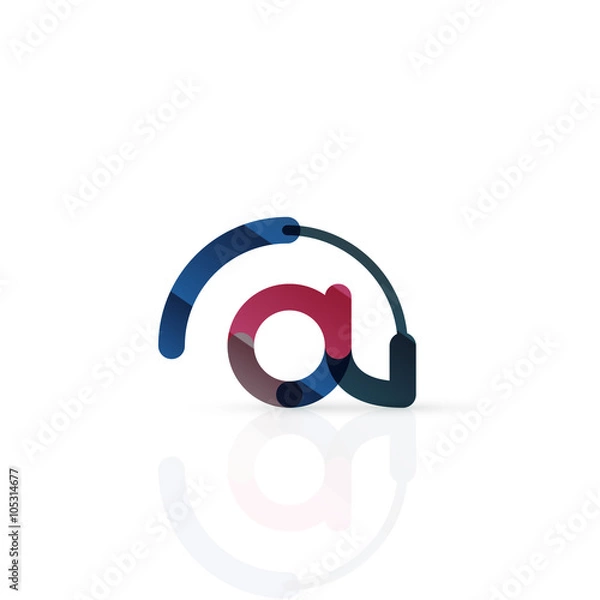 Fototapeta Vector email business symbol, or at sign logo. Linear minimalistic flat icon design