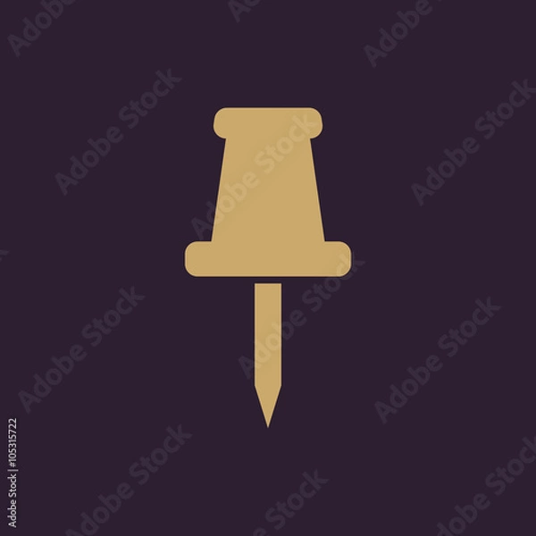 Fototapeta The push pin icon. Memo and note, attachment symbol. Flat