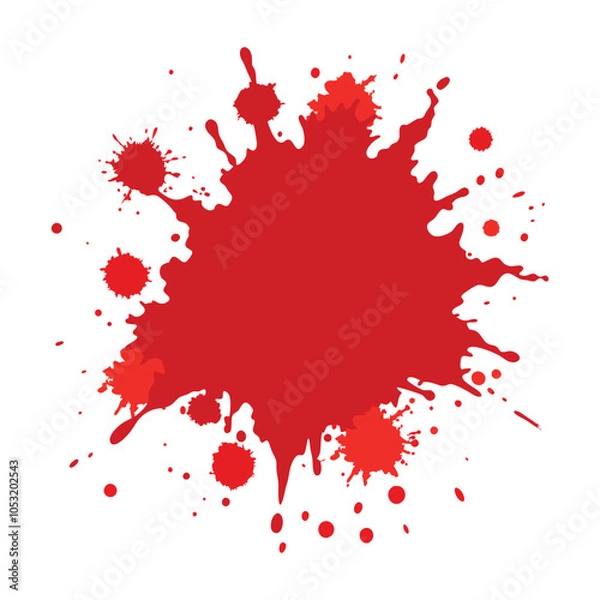 Fototapeta red ink splatter on white background, blood splatter, Red paint splash