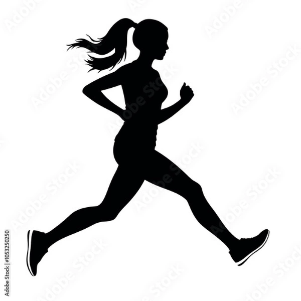 Obraz a woman running vector silhouette, black color silhouette