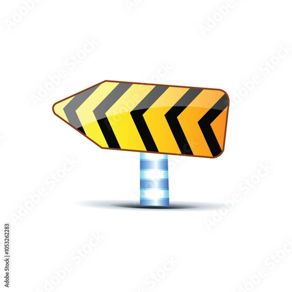 Obraz Turn Left Road sign, Street sign, Traffic sign icon vector template