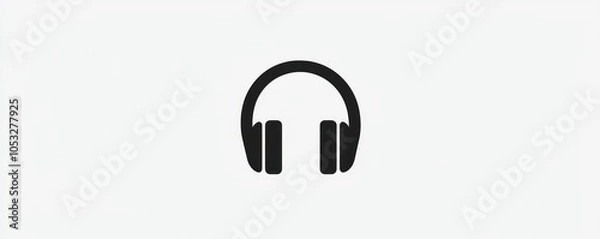 Fototapeta Headphones icon in a minimalist glyph style, clean and representing audio devices.