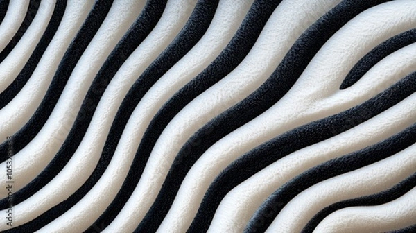 Fototapeta A close-up of zebra stripes where black and white patterns gradually fade into soft shades of gray, creating a smooth and textured gradient