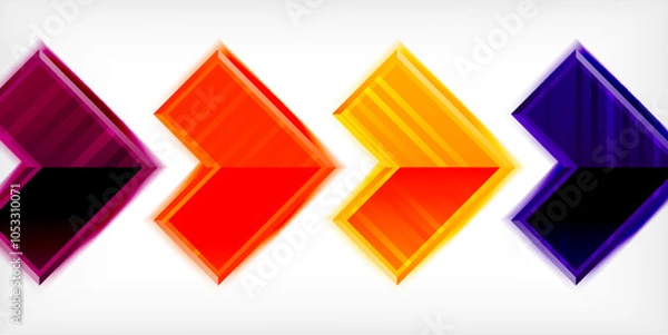 Fototapeta Arrow symbols created with 3d effects and line texture geometric abstract background