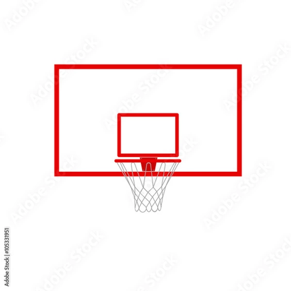 Fototapeta A vector illustration of a basketball hoop and backboard. EPS 10. Backboard  vector isolated.