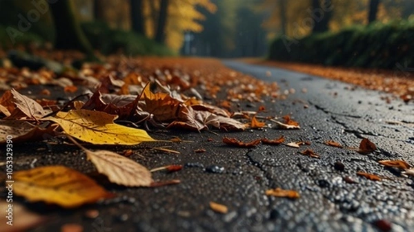 Obraz autumn leaves on the ground