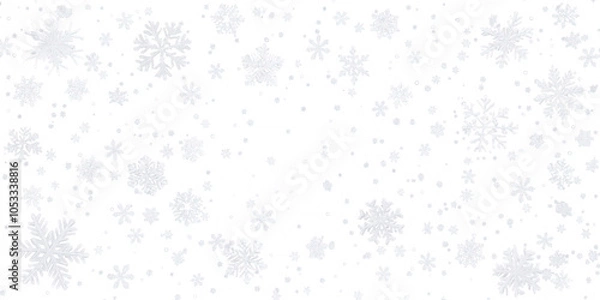 Obraz Falling snowflakes Christmas background, Wind snow storm, winter, snowfall frame border, Holiday powder snow for cards, invitations, banners, advertising, isolated on white background, png