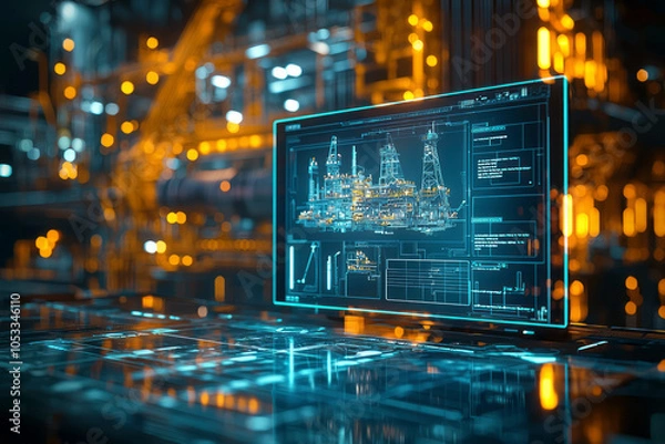 Fototapeta Revolutionizing Rig Management: Remote Control of Gas and Oil Rigs via Tablet Interface