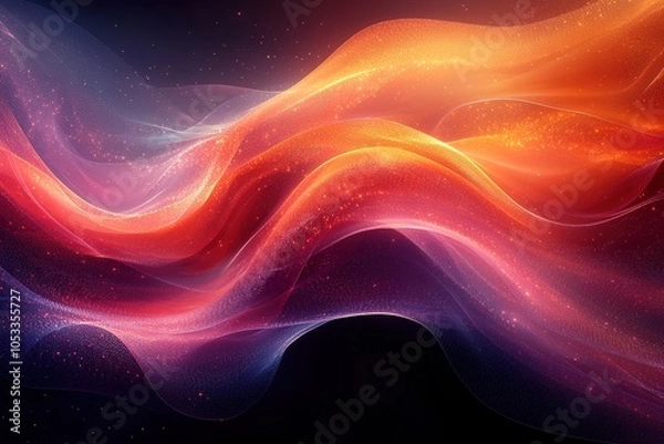 Obraz Abstract background with glowing waves and particles.