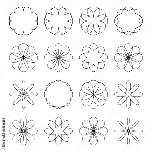 Fototapeta Various abstract geometric symbol set.Vector outline illustratio