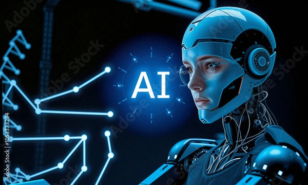 Fototapeta On artificial intelligence research in a modern office setting