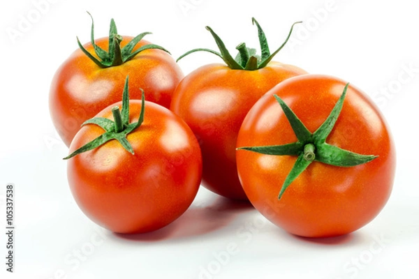 Fototapeta Tomatoes. Whole and a half isolated on white